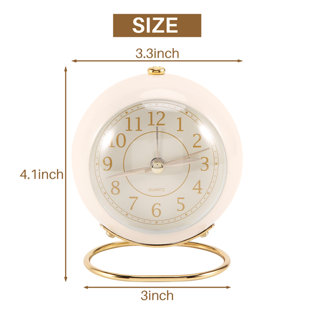 Small Table Clocks, Classic NonTicking Quartz Tabletop Analog Alarm
