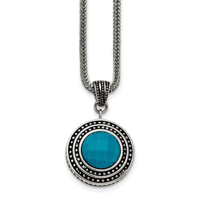 Acier Inoxydable Imitation Turquoise/Antiqued avec 2in Collier de Rallonge 18in