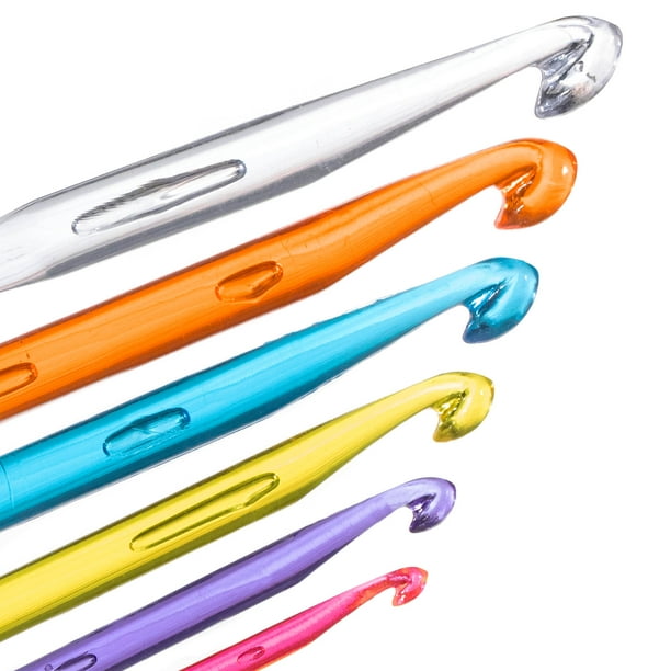 Craft County Acrylic Crochet Hook Sets Multicolored Clear Plastic