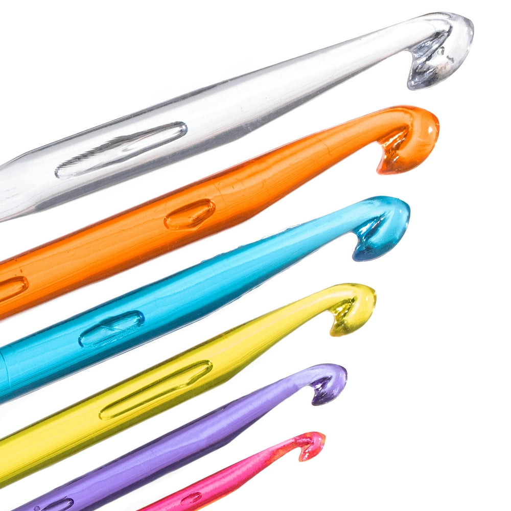 Craft County Acrylic Crochet Hook Sets Multicolored Clear Plastic