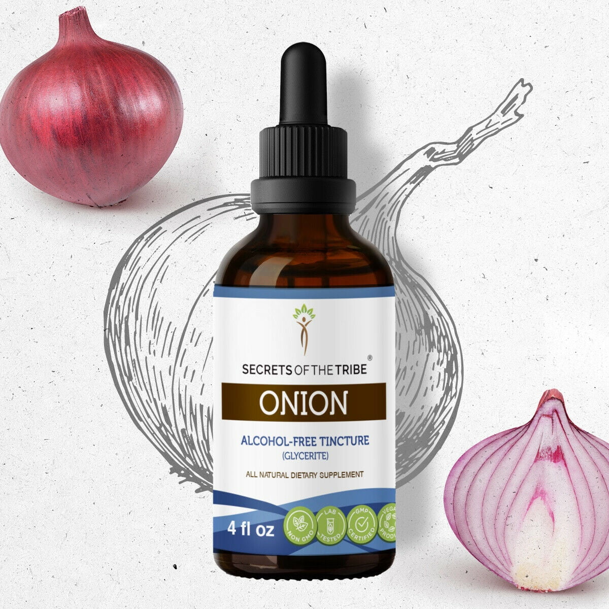Onion Tincture AlcoholFREE Extract, Organic Onion (Allium Cepa) Dried