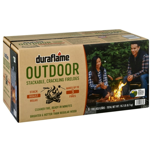 Duraflame Outdoor Crackling Firelogs, 6 Logs for up to 3 Campfires
