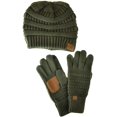 thumbnail image 1 of Unisex Soft Stretch Cable Knit Beanie and Anti-Slip Touchscreen Gloves 2 Pc Set 2 Pc Set, 1 of 2