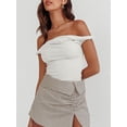 thumbnail image 4 of Gupgi Off Shoulder Top for Women Solid Color Twist Strap Tank Tops Slim Fit Ruched Crop Top, 4 of 9