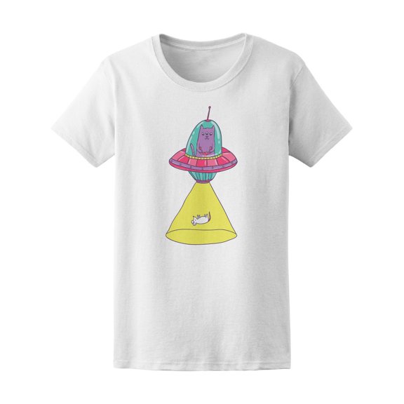 Alien Cat Abducting Mouse Tee Women's -Image by Shutterstock