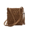thumbnail image 1 of Bolso de paja ZHAOCHENG estilo bohemio hecho a mano con bandolera y cremallera, 1 of 5