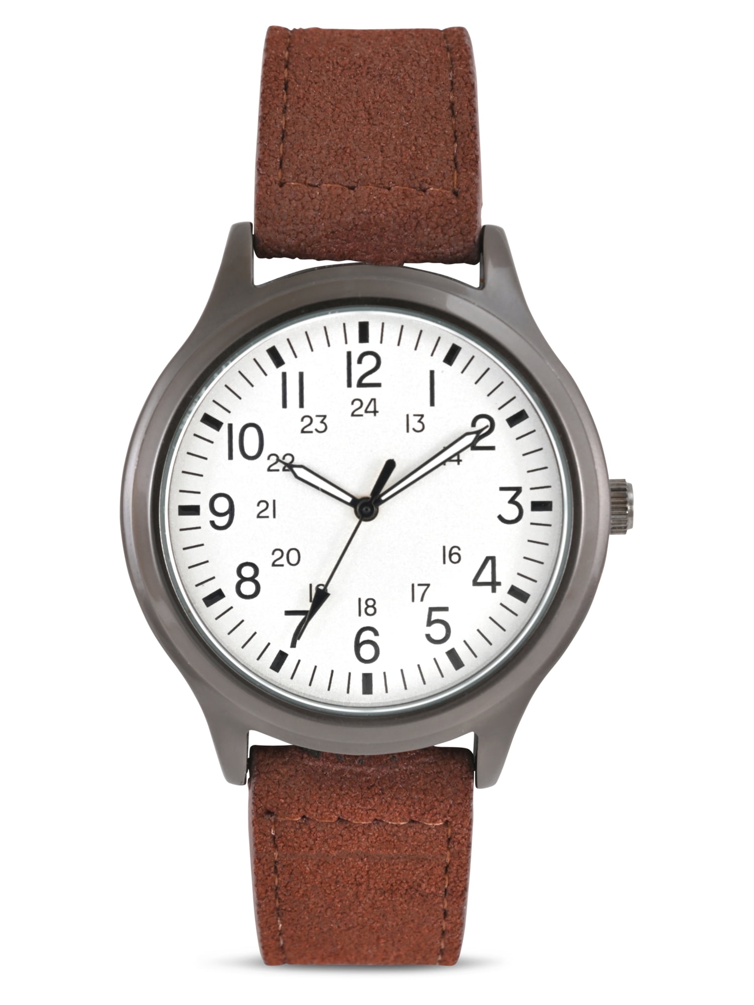 George 41MM Men's Silver Tone Black Dial Easy Read Strap
