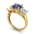 thumbnail image 2 of Clara Pucci 14K Yellow Gold Solid Gold Tanzanite Three-Stone Anniversary Ring for Women - 3 cttw Round Cut, 2 of 8