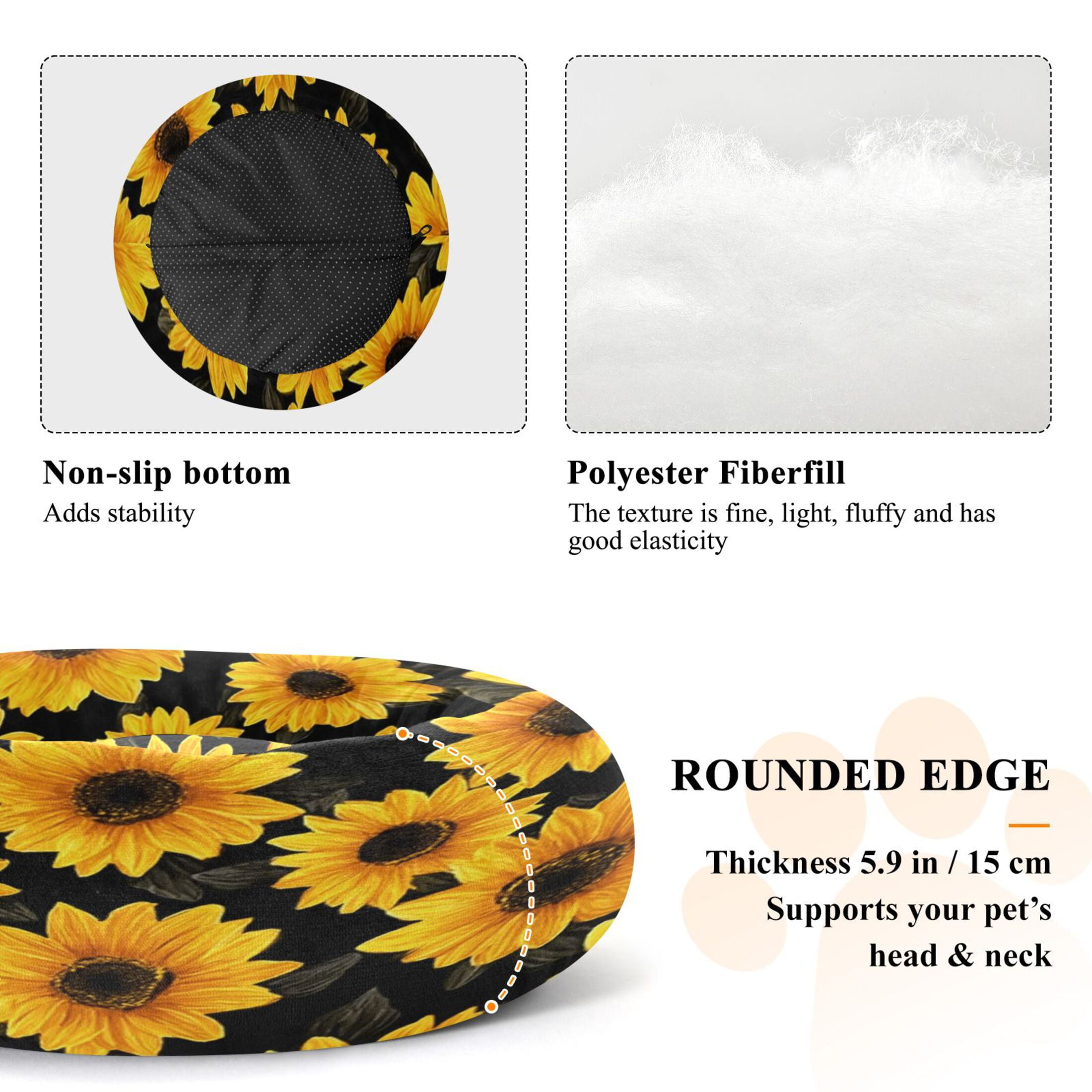 Iauyy Pet Couch Donut Cat Bed for Indoor Cats/Small Dogs Washable & Machine with Non-slip Bottom Calming Cat Furniture, Sunflower (M)