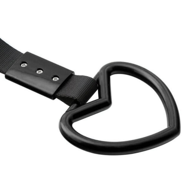 JDM Heart Train Bus Handle Correa de mano Car Rear Bumper Warning Loop (Negro)