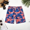 thumbnail image 2 of Eltusu Boys Board Shorts, Elastic Waistband Relaxed Fit Hawaiian Holiday Swim Trunks with Pockets Purple Size 14-15T, 2 of 3
