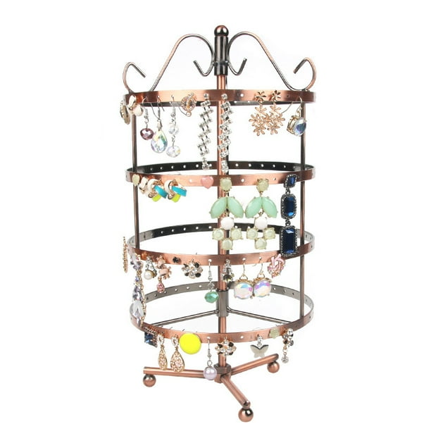 KCliffs Earring Holder, 4 Tiers Rotating Jewelry Tower 360 Degrees
