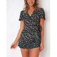 thumbnail image 5 of Vestido estampado de manga corta de verano para mujer Vestidos cortos casuales con cuello en V Fokelyi WRMH-1448-2, 5 of 5