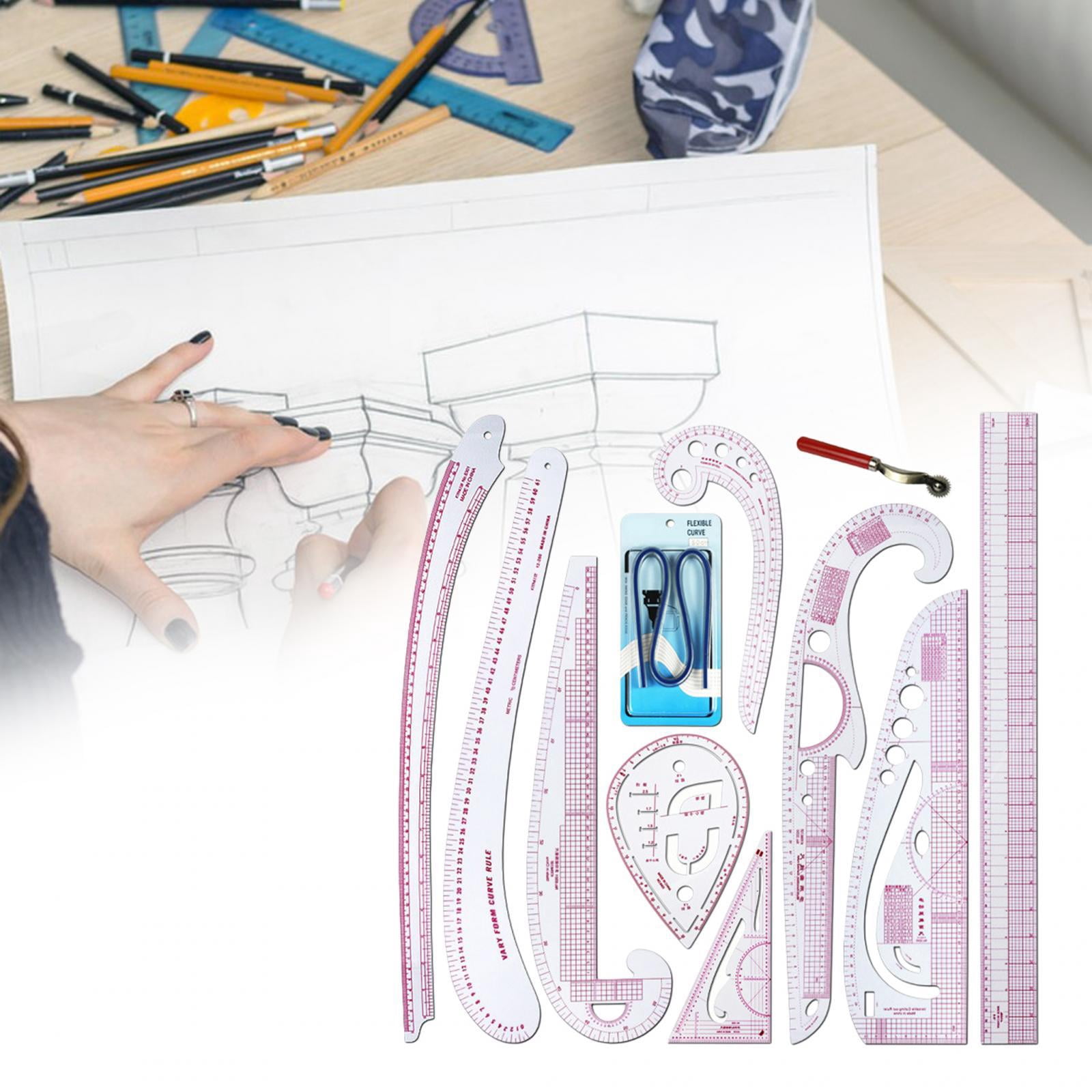 Clothing Pattern Making Ruler Dress Makers Ruler Measuring Tools Bendable Styling Sewing French Curve Ruler Set for Tailors 11 Pieces