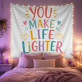 thumbnail image 2 of You Make Life Lighter Lettering on White Background, Inspirational Retro for Quote Lovers, Quote Wall Art, Friendship Gift, Tapestry Wall Hanging for Bedroom, Office and Dorm, 2 of 7