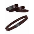 thumbnail image 3 of Catelles Dark Brown Toothless Automatic Buckle Dress Leather Belt for Men, Adjustable Buckle, Elasticity Belt&Waist Size 44 Width 1.38 inches, 3 of 7