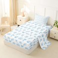 thumbnail image 2 of spefrowx Cute Bow Seashell Twin Sheets for Kids, Blue Starfish Conch Coastal Bedding, 3-Piece, 1 Flat Sheet, 1 Fitted Sheet and 1 Pillowcase, 2 of 5
