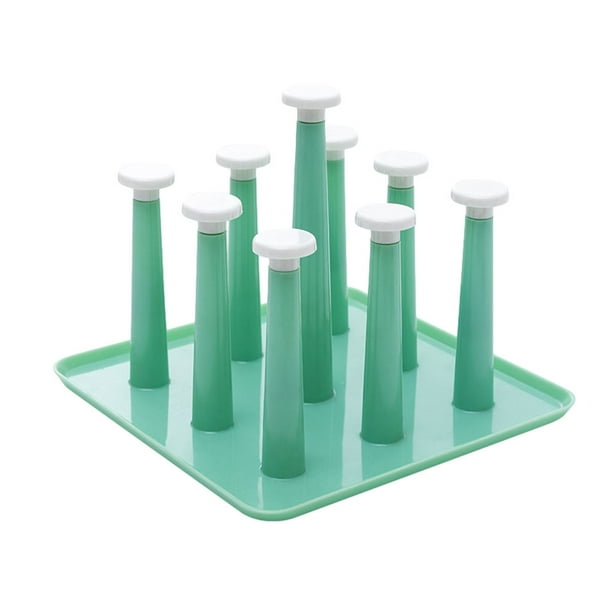 Bewildely Rejilla de secado de vidrio para todo el cuerpo, lavable para tazas, organizador de secado de vidrio fácil de limpiar, rejilla de Almacenamiento y organización del hogar verde claro