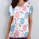 thumbnail image 1 of TaTaai Women Fashion Casual Loose Easter Printed Pocket Short Sleeve V-Neck Nursing Uniform Top Gift, 1 of 5