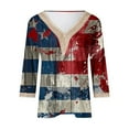 thumbnail image 4 of Feancey Women 3/4 Sleeve Tops American Flag Distressed Print Shirts Lace V Neck Casual Plus Size Blouses 2025 Memorial Day Patriotic Shirt Clearance Sales,Red,S, 4 of 5