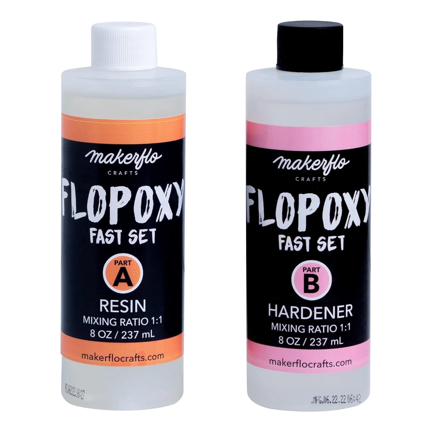 MakerFlo Flopoxy Fast Set Epoxy Resin Kit 16 oz, Crystal Clear 2-Part Resin & Hardener for Jewelry, Crafts, Tumblers & DIY Projects