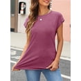 thumbnail image 4 of CUPTACC Womens Tops Casual Business Short Sleeve Ladies Shirts Teacher Trendy Elegant Shirt Summer Trendy Mauve XL, 4 of 6