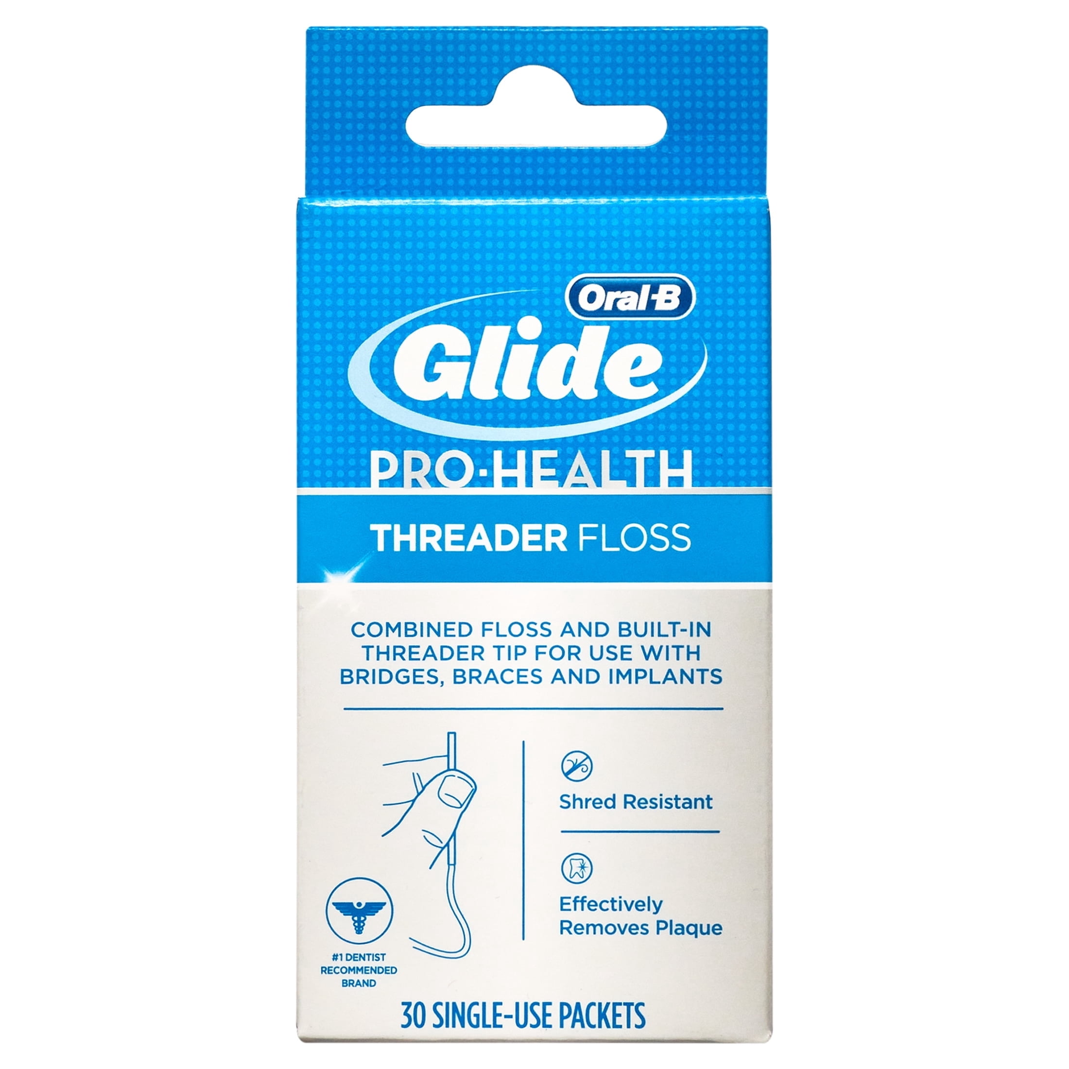 (2 pack) Oral-B Floss, Glide Pro-Health Dental Floss Threader for Braces and Dental Work, 30 Count