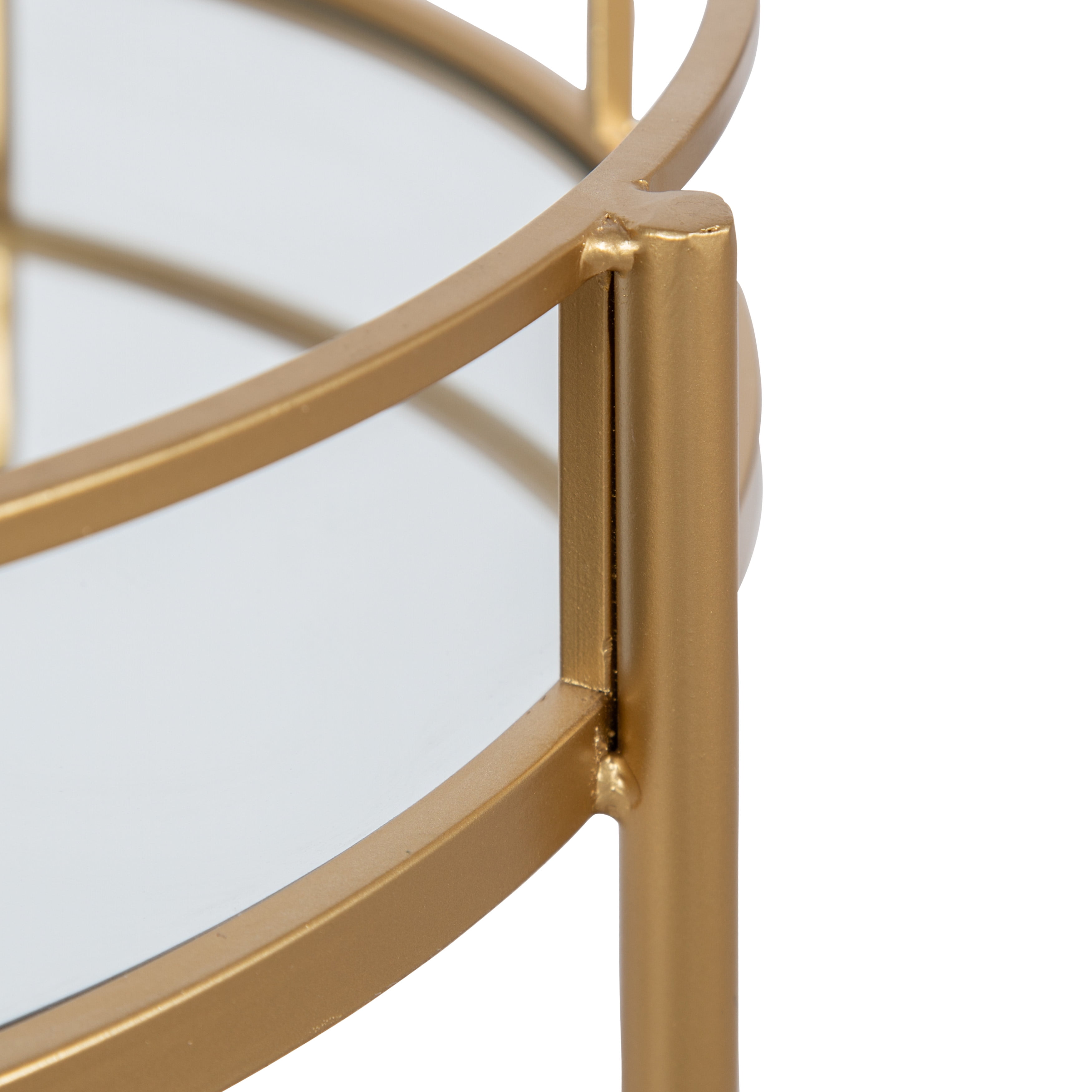 Kate and Laurel Deveaux Modern Metal and Glass Bar Cart Glam Gold Finish and Rolling Wheeled Design 17.75 x 17 x 30