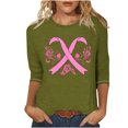 thumbnail image 2 of ZZwxWA Essentiels Universitaires Mode Décontractée pour Femmes T-shirt à Manches 3/4 Col Rond Imprimé Color Block, 2 of 4