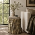 thumbnail image 3 of DecMode Eclectic Gold Chopped Tree Log Inspired Accent Table, 18"W x 19"H with Gold Carved Wood Grain Finish, 3 of 14