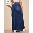 thumbnail image 2 of High-Waisted A-Line Maxi Denim Skirt With Pockets Dark Wash, 2 of 30