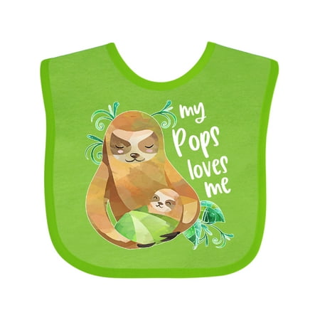 

Inktastic My Pops Loves Me- Cute Sloth and Baby Gift Baby Boy or Baby Girl Bib
