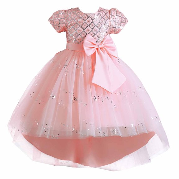Reduce!Holloyiver Toddler Kids Girls Princess Dresses Tulle Dress Middle-aged Children's Sleeveless Embroidery Mesh Gauze Dress Pink