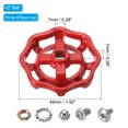 thumbnail image 2 of Uxcell Outside Faucet Handle Square Stem Hole 7x7mm, Cast Steel Faucet Round Wheel Handle with Screws Spacer, Red,2Pcs, 2 of 5