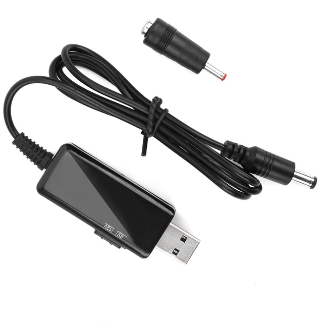 Cable amplificador de USB a CC, banco de energía, cable de enrutador, 5 V a 9 V, 12 V, pantalla digital ajustable, 5521 m