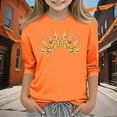thumbnail image 2 of WRKEKC Girls Long Sleeve T-Shirts, Long Sleeve Shirts for Boys, 3-12 Years Boys' and Girls' Orange Festival Casual Print 3/4 Sleeve Round Neck Top, 2 of 6