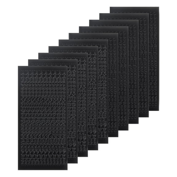 10 Sheets Nail Alphabet Letter Stickers 3D Small Upper Lower Case Letter A to Z Black Self Adhesive Sticker