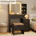 thumbnail image 3 of GloryStar Small Makeup Vanity Table with Mirror, 3-Mode LED Lights, Storage Drawers, and Power Outlet, Compact Design, 3 of 9