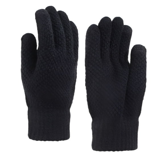TELOLY Winter Solid Color Knitted Warm Gloves with Touch Screen Stylish Comfy Mittens Winter Gloves Men