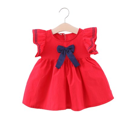 

Chaoren Sleeveless Dress Embroidered Cuffs Loose 3 Colors Girls Flying Sleeve Loose Dress for Daily Wear