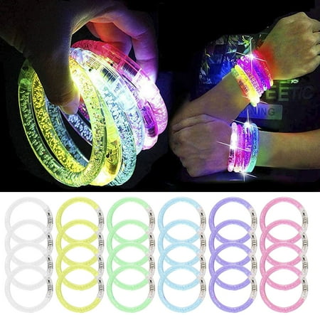 

Party Decorations 24 Pack 24mL Glow In The Dark LED Bracelets Party Flashing Light Up Bracelets