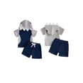 thumbnail image 2 of BemeyourBBs 2Pcs Toddler Baby Boy Shark Raccoon Costume Summer Clothes Kids Halloween Animal Outfits Short Sleeve Cute Animal Hooded Hoodie Shirt Tops and Elastic Waist Pockets Shorts Set, 2 of 9