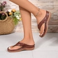 thumbnail image 5 of Pandaie Orthopedic Sandals for Women 2026 Dressy Arch Support Wedge Platform Sandal Wide Width Flip Flops Summer Boho Beach Shoes Brown 6, 5 of 9