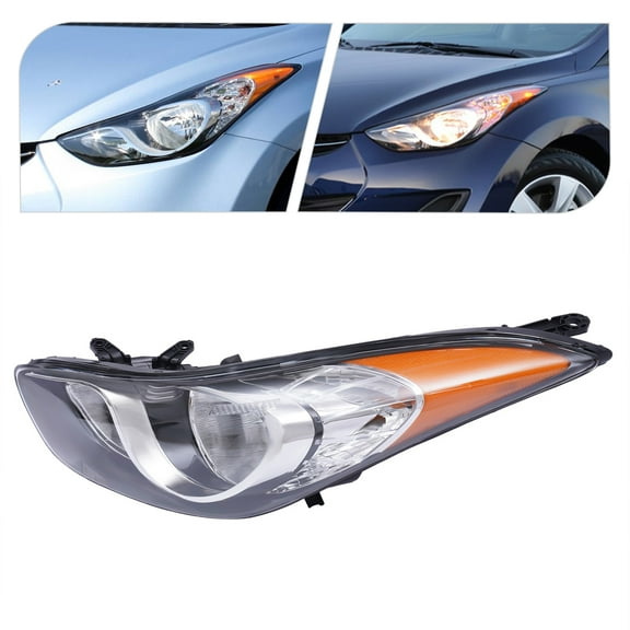Driver Side Headlight for 2011-2013 Hyundai Elantra Sedan, DOT & SAE Compliant, Chrome Housing, Clear Lens, H1/H7 Bulb Compatible