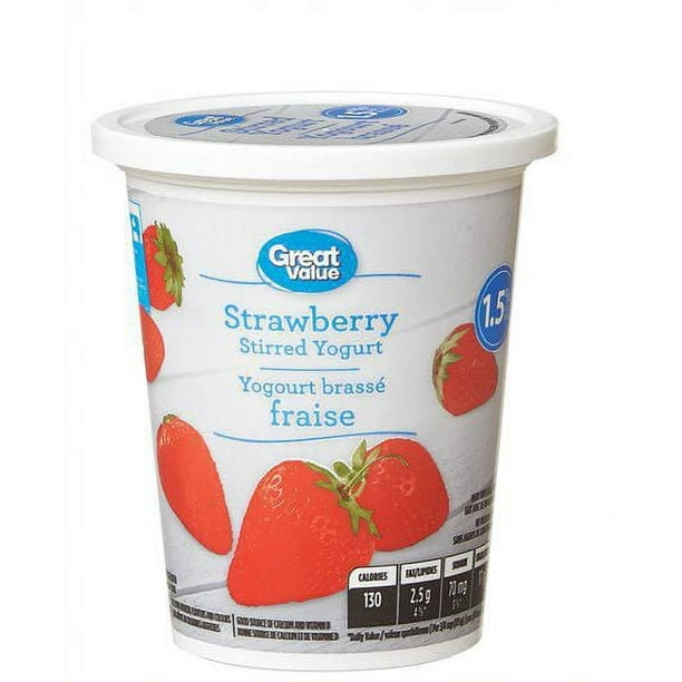Yogourt brassé aux fraises 1,5 % M.G. de Great Value