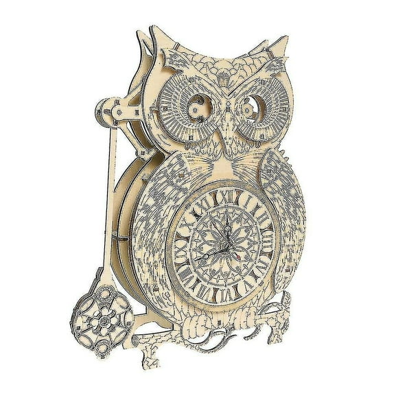 Wooden Model Kit To Build For Adult, 3d Wooden Puzzle Owl Clock To Assemble, Wooden Diy Construction Kits, Creative Gift Idea-SinKeeU