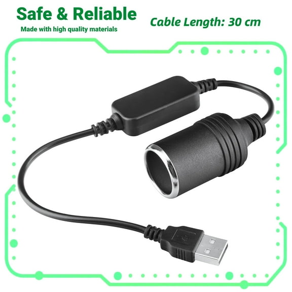 FITE ON USB A Male to 12V Car Cigarette Lighter Socket Female Cigarette Lighter Socket Power Converter for Driving Recorder DVR Dash Camera GPS