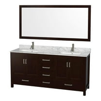 Wyndham Collection Sheffield 72" Marble Double Bathroom Vanity in White/Espresso
