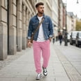 thumbnail image 7 of Men's Jogger Sweatpants Drawstring Elastic Waist Tapered Leg Solid Color Casual Athletic Lounge Pants with Pockets, 7 of 7