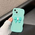 thumbnail image 4 of Kawaii Curly Wave Frame Case for iPhone 14, Cute Women Case for iPhone 14 with 3D Bow Decoration, Soft Silicone Shockproof Phone Case for iPhone 14 Girly Design (Blue), 4 of 7